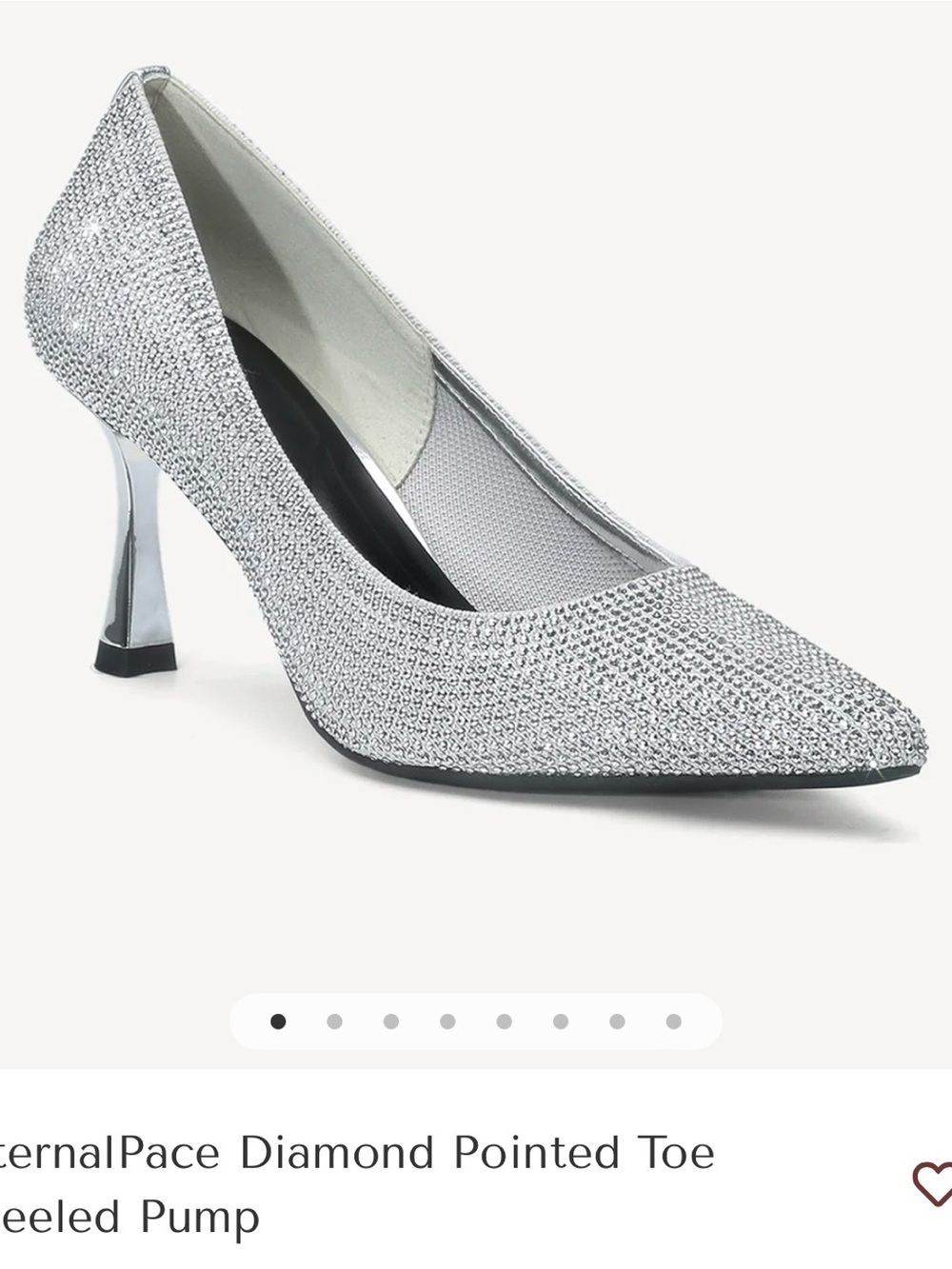Diamond Embellished Silver Pointed-Toe Heel